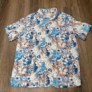 Margaritaville Hawaiian Shirt Silk Linen Blend Lg